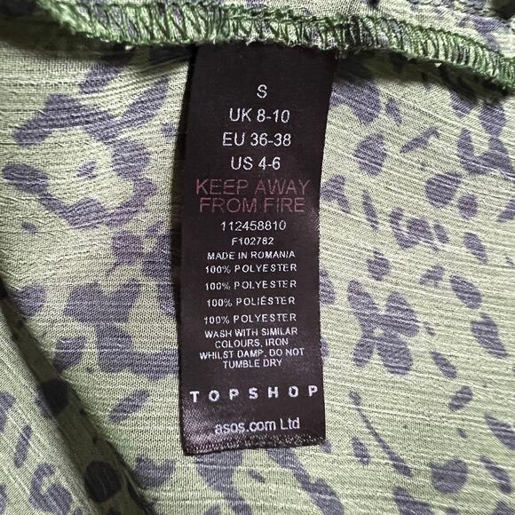 TOPSHOP Abstract Print Semi Sheer Button Up Tunic Blouse Size 4-6 Colorful - Picture 5 of 8